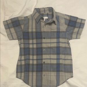 Burberry Kids Blue and Gray Checkered Shirt
